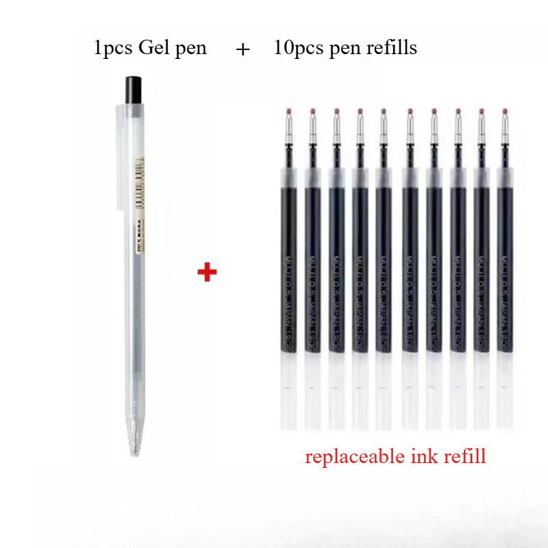 Muji Stationery Gel Pen - 10 قطع من أقلام الضغط القابلة