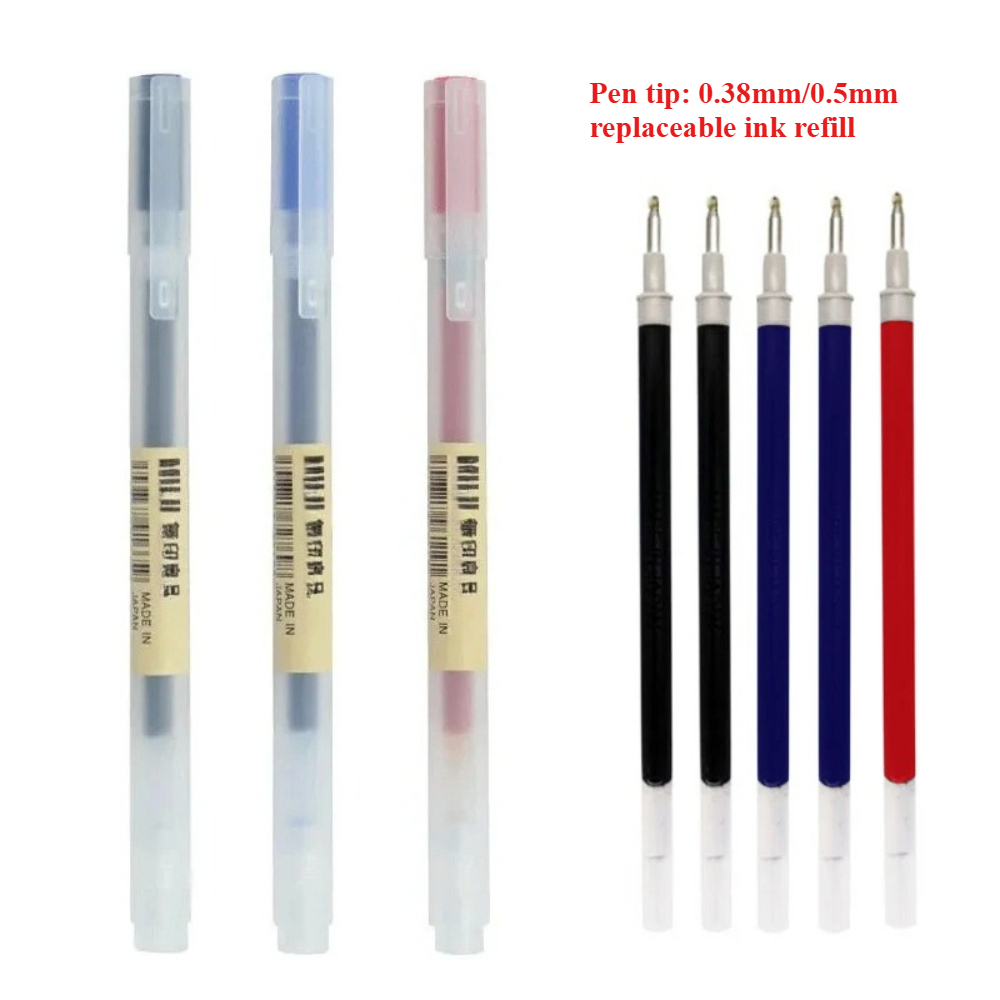 Muji Stationery Gel Pen - عبوات حبر 0.38/0.5 مم لقلم الجل