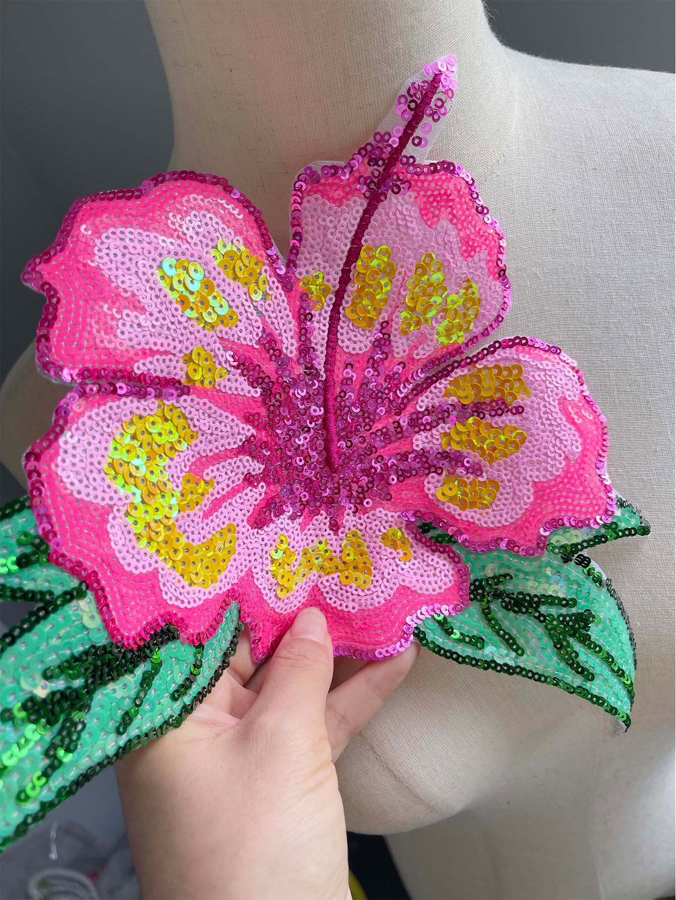 1 قطعة 26 سنتيمتر الساطع الورد - مراجعة Applique Patch Flower وسعره